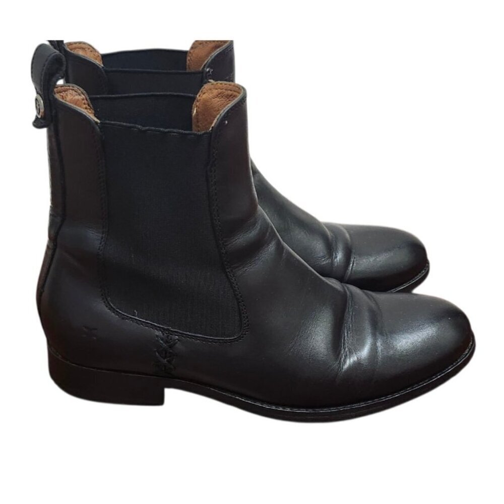 Frye Women’s Melissa Chelsea Leather Black Ankle Boots Women’s Size7 - Picture 2 of 15